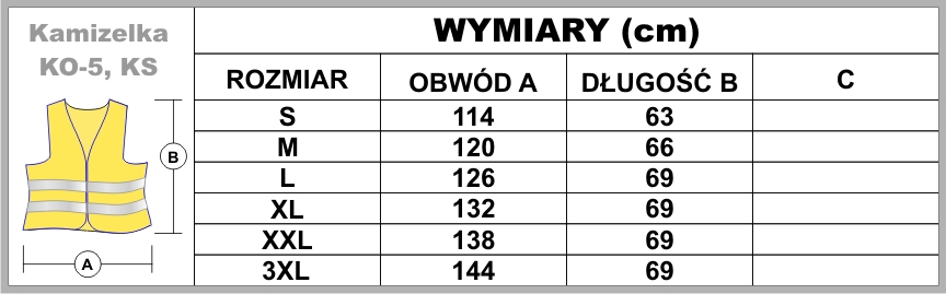 tabela rozmiarow ko56